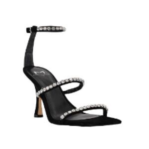 Marc Fisher LTD Women's Dezzi Black Rhinestone Ankle Strap Sandals 7.5M NWT